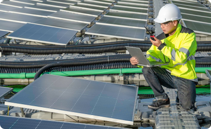 Solar panel installation, system testing and maintenance